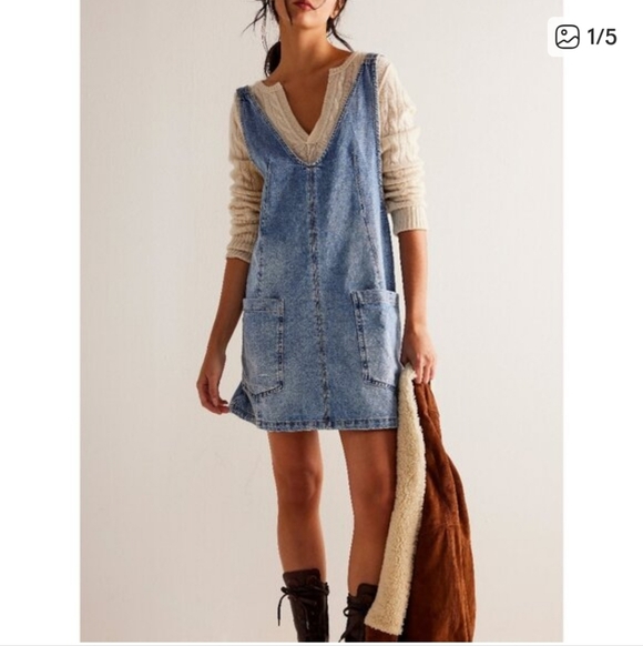 Free People Dresses & Skirts - Free People Light Blue Denim Dress